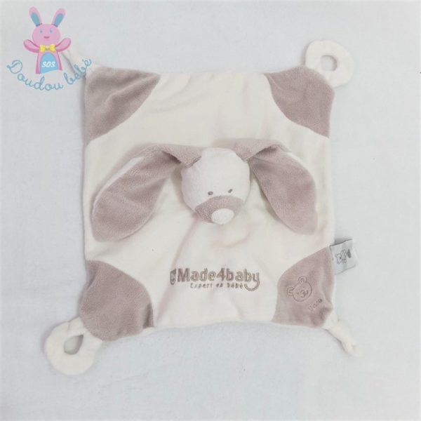 Doudou plat Lapin blanc beige "by Made 4 baby" VACO