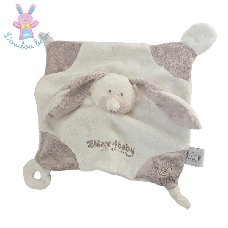 Doudou plat Lapin blanc beige "by Made 4 baby" VACO