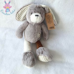 Doudou Lapin gris beige blanc marron cœur TAPE A L’OEIL TAO