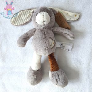 Doudou Lapin gris beige blanc marron cœur TAPE A L’OEIL TAO