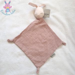 Doudou plat lapin NATTOU Les Rigolos marionnette rose blanc - SOS d