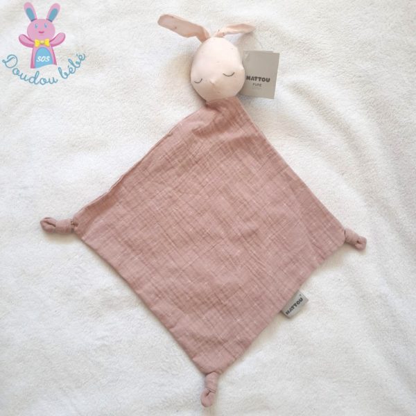 Doudou plat Lapin lange rose nature pure grey NATTOU