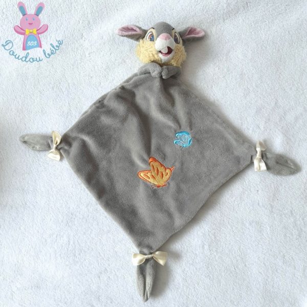 Doudou plat Lapin Panpan gris papillons nœuds DISNEY STORE