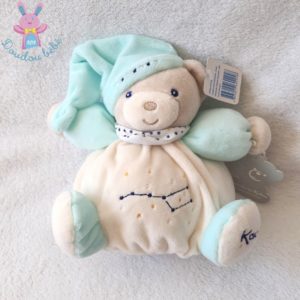 Doudou Ours boule “Petite étoile” blanc bleu bonnet KALOO