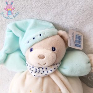 Doudou Ours boule “Petite étoile” blanc bleu bonnet KALOO