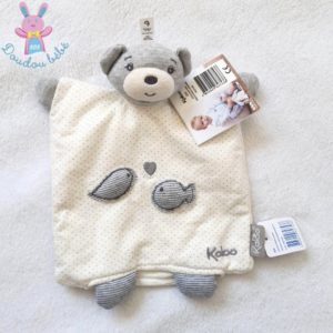 Doudou marionnette Ours Zen gris blanc poissons KALOO