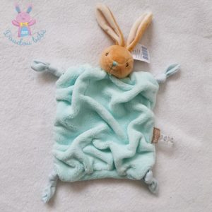 Doudou plat Lapin plume polaire vert beige KALOO