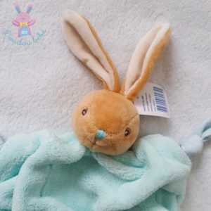 Doudou plat Lapin plume polaire vert beige KALOO