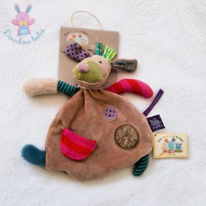 Doudou plat Chien “Les jolis pas beaux” marron coloré MOULIN ROTY