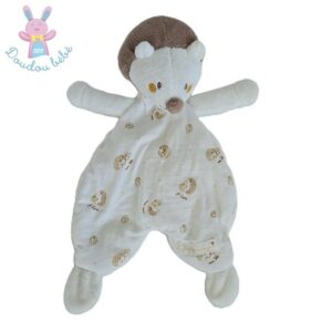 Doudou Hérisson semi-plat blanc marron SERGENT MAJOR