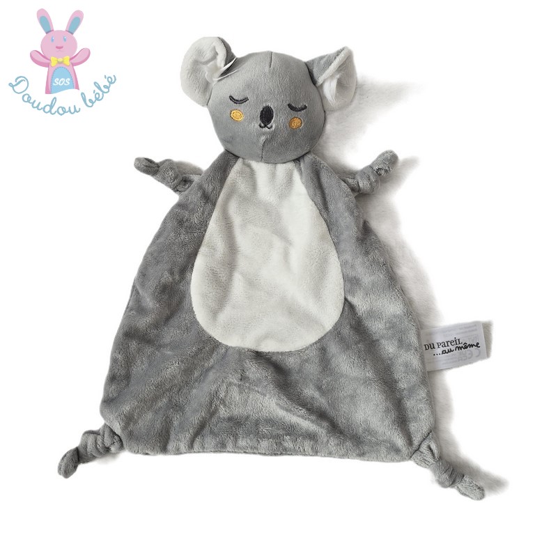 Doudou plat Koala gris blanc DPAM Du Pareil Au Même