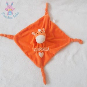 Doudou plat ane orange blanc corsica coeur entre ciel et mer