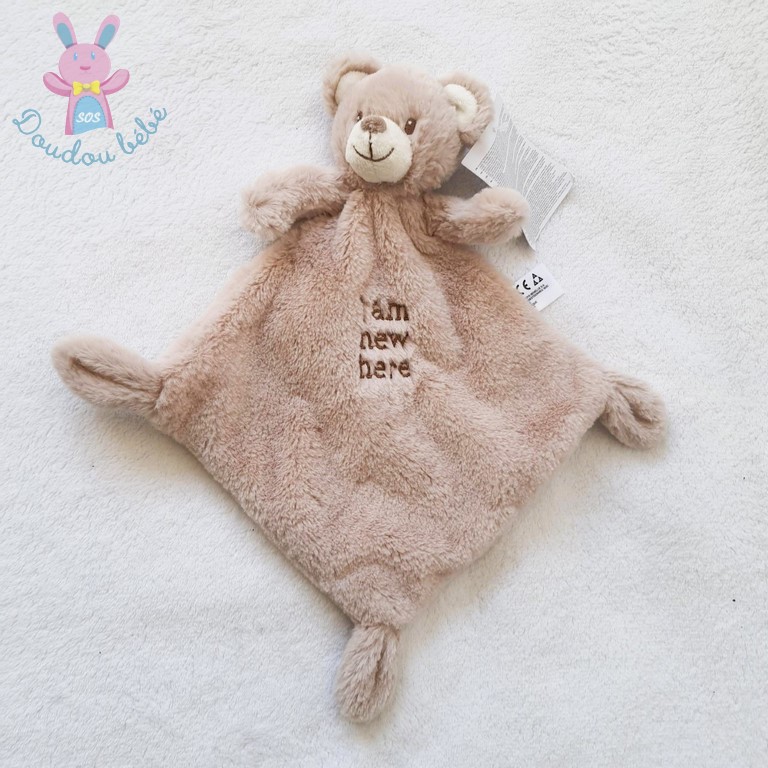 Doudou plat Ours beige crème "I am new here" NICOTOY C&A
