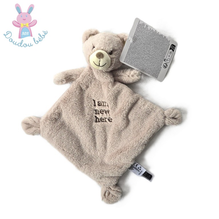 Doudou plat Ours beige crème "I am new here" NICOTOY C&A