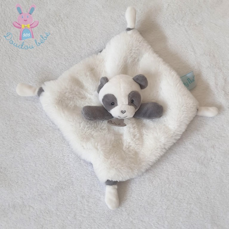 Baby'Nat - Mon P'tit panda Doudou plat noir 25 cm
