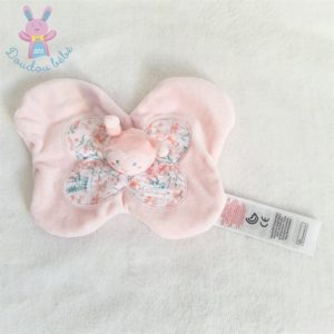 Doudou papillon en velours à imprimé fleuri naissance fille