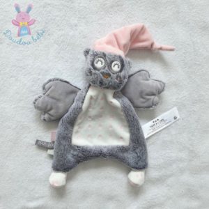 Doudou plat Chouette gris blanc rose à pois TAPE A L’OEIL TAO