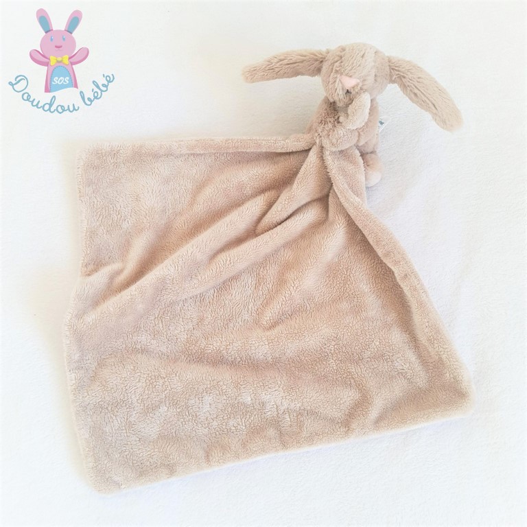 Doudou Lapin mouchoir beige nez rose JELLYCAT