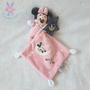 Doudou Souris Minnie rose étoiles mouchoir Hello Star DISNEY