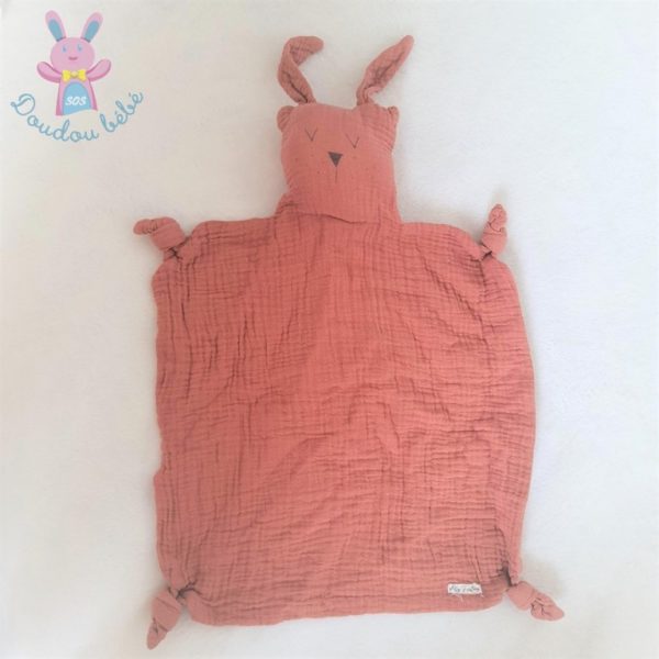 Doudou plat Lapin lange marron ALY FACTORY