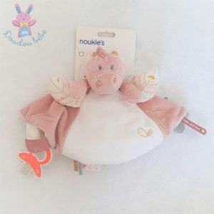 Doudou plat Dragon Lina & Joy rose blanc NOUKIE’S