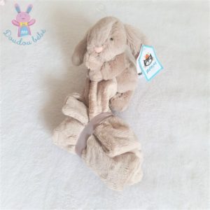 Doudou Lapin mouchoir couverture beige nez rose JELLYCAT