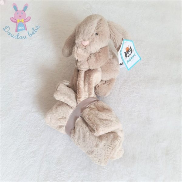 Doudou Lapin mouchoir beige nez rose JELLYCAT