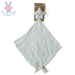 Doudou plat étoile mouchoir lange blanc Orchestra Prémaman