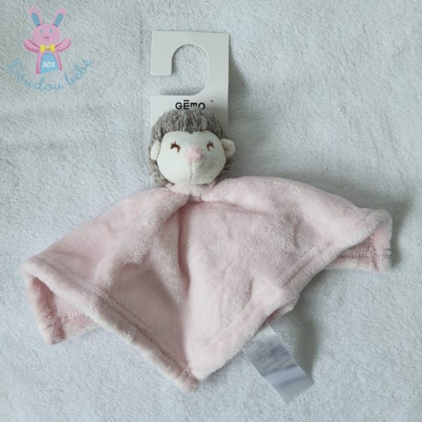 Doudou plat Hérisson rose blanc beige Gémo