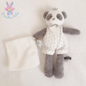 Panda gris blanc étoiles mouchoir “Attrape rêve” DOUDOU ET COMPAGNIE