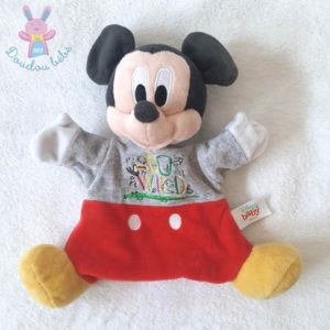 Doudou marionnette Mickey gris rouge “Go wild” DISNEY