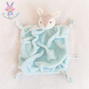 Doudou plat Biche Faon gris vert d’eau plume KALOO