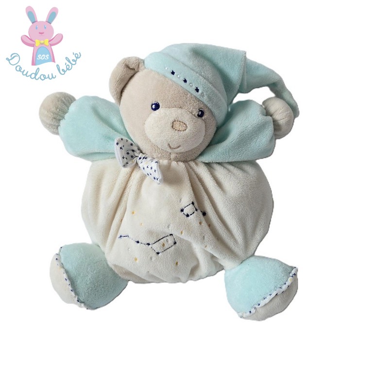Doudou Ours boule "Ma petite étoile" blanc bleu KALOO