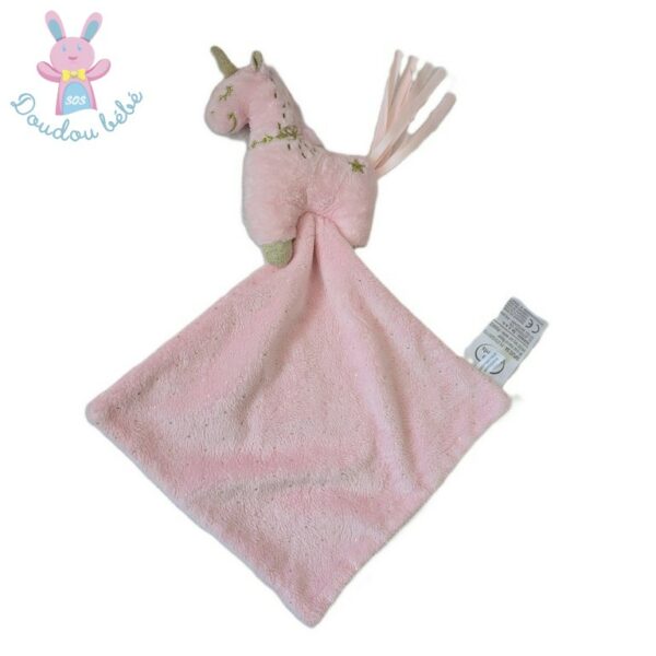 Doudou plat Licorne rose MOTS D'ENFANTS