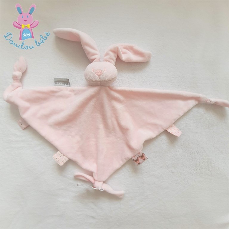 Grand doudou plat Lapin lapidou rose NATTOU