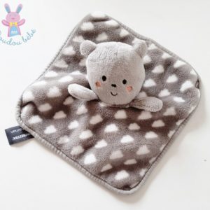 Doudou plat Ours polaire gris blanc nuages ORCHESTRA