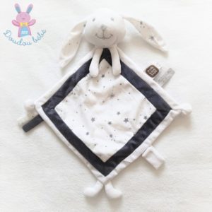 Doudou Lapin plat blanc gris étoiles TROIS KILOS SEPT