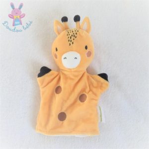 Doudou marionnette Sophie la girafe VULLI écharpe verte beige marro