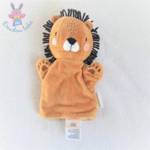 Doudou marionnette Lion orange moutarde marron VERTBAUDET