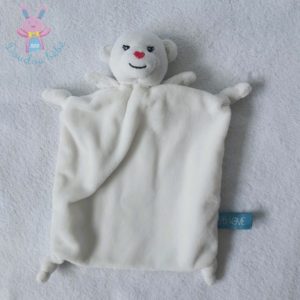 Doudou Ours Blanc Grelot Semi Plat Luminou - Coeur de Doudou