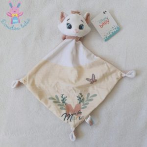 Doudou plat Chat M is for Marie blanc rose DISNEY