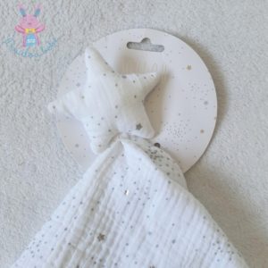 Doudou plat étoile bio lange blanc argent MAISONS DU MONDE