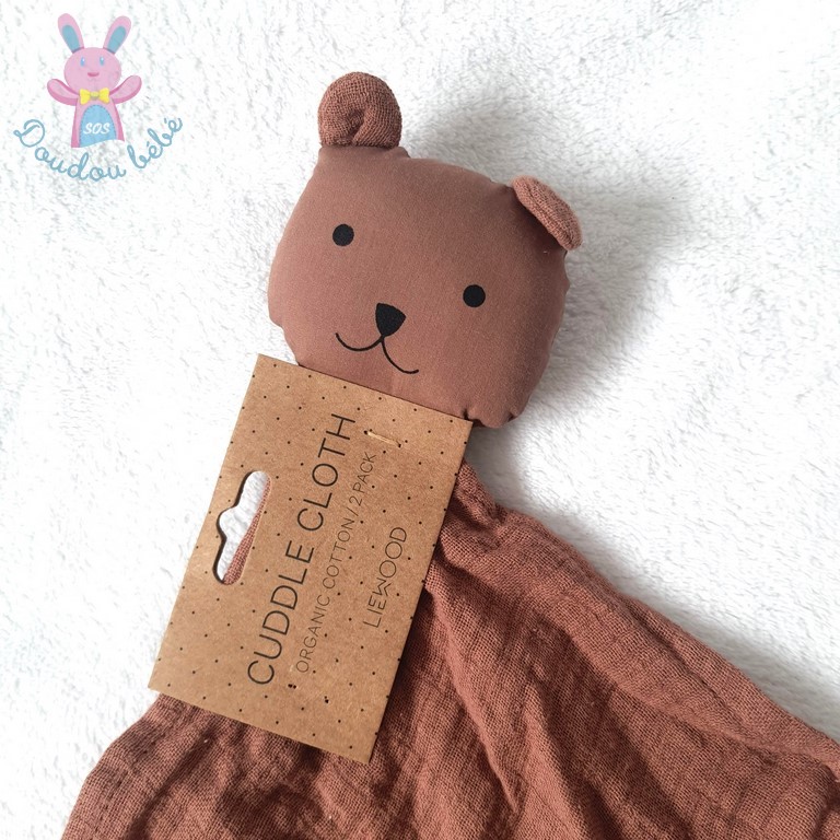 Doudou mouchoir ourson brun pour bébé fille