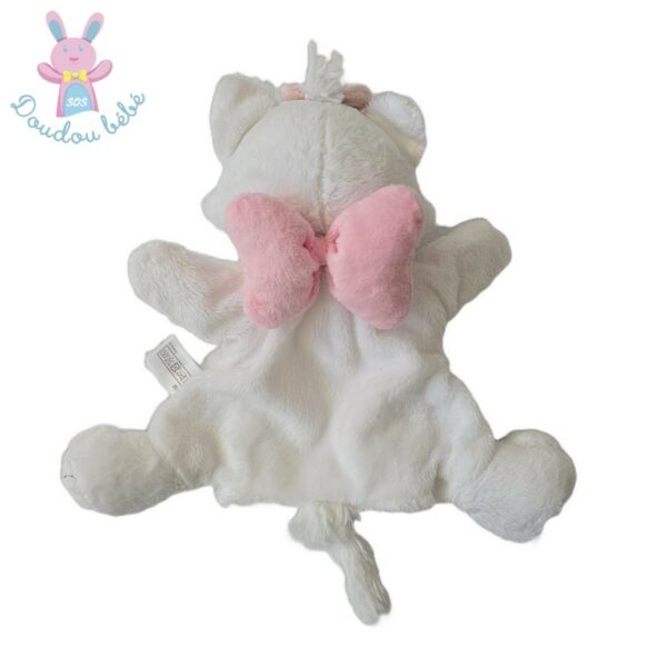 Doudou marionnette Chat Marie blanc nœud rose DISNEY