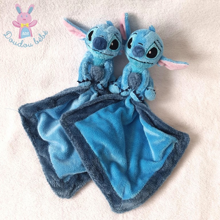 Lot 2 doudous Stitch mouchoir bleu Lilo & Stitch DISNEY