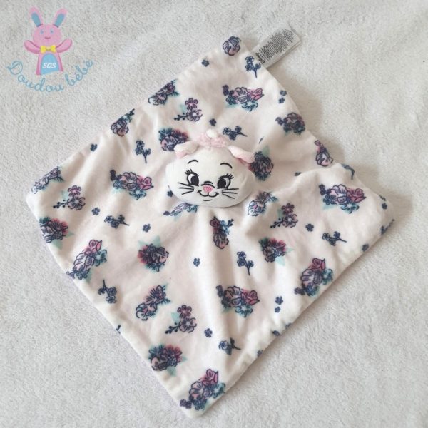 Doudou plat Chat Marie blanc rose fleurs DISNEY PRIMARK