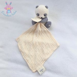 Doudou Panda WWF gris blanc mouchoir coton bio KALOO