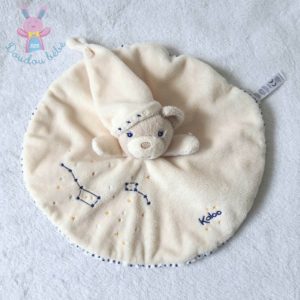 Doudou plat Ours rond blanc bleu “Ma petite étoile” KALOO