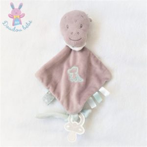 Doudou plat Hippopotame gris bleu Hippolyte NATTOU