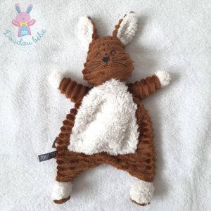 Doudou plat Lapin marron blanc côtelé TAPE A L’OEIL TAO